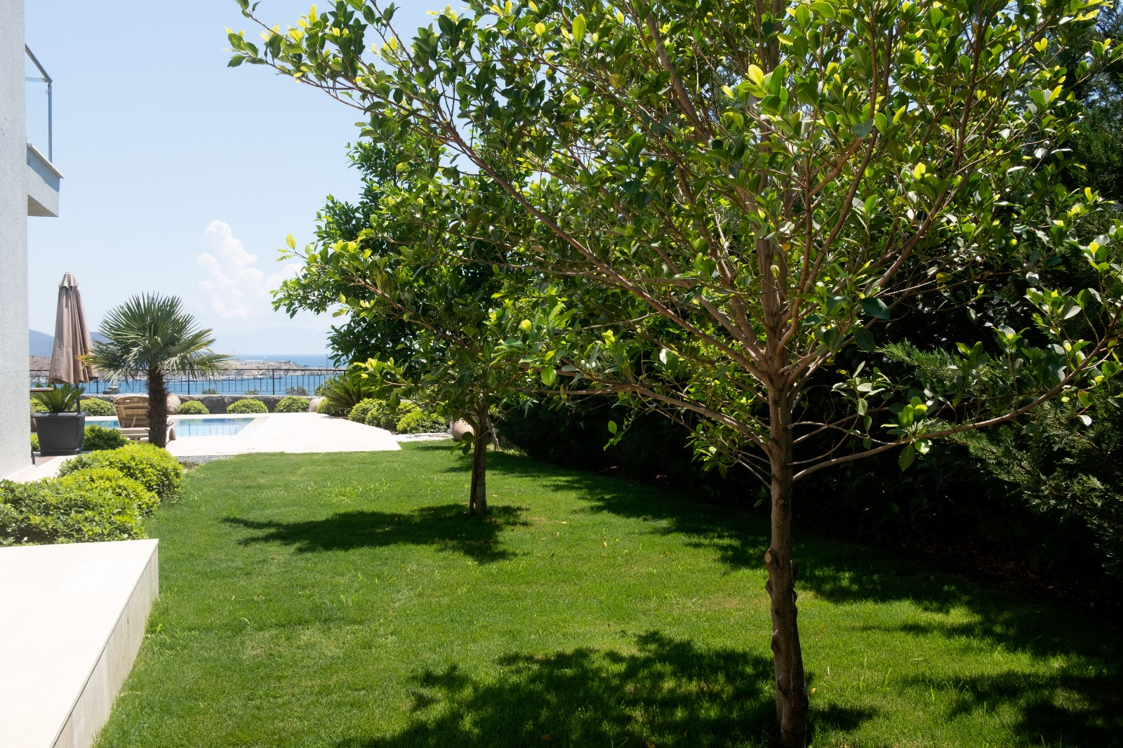 Private pool with panoramic sea view over Gumbet Bay, Bodrum